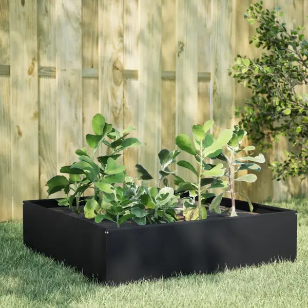 Gossi strat inaltat de gradina, negru, 100x100x25 cm, otel