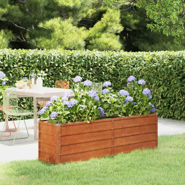 Gossi strat inaltat de gradina, ruginiu, 160x40x45 cm, otel corten