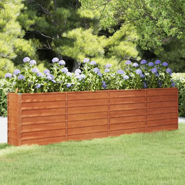Gossi strat inaltat de gradina, ruginiu, 320x40x77 cm, otel corten