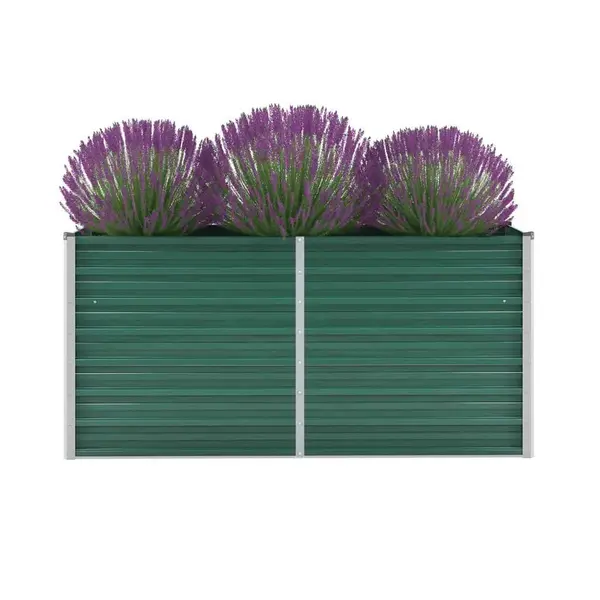 Gossi strat inaltat de gradina, verde, 160x40x77 cm, otel galvanizat