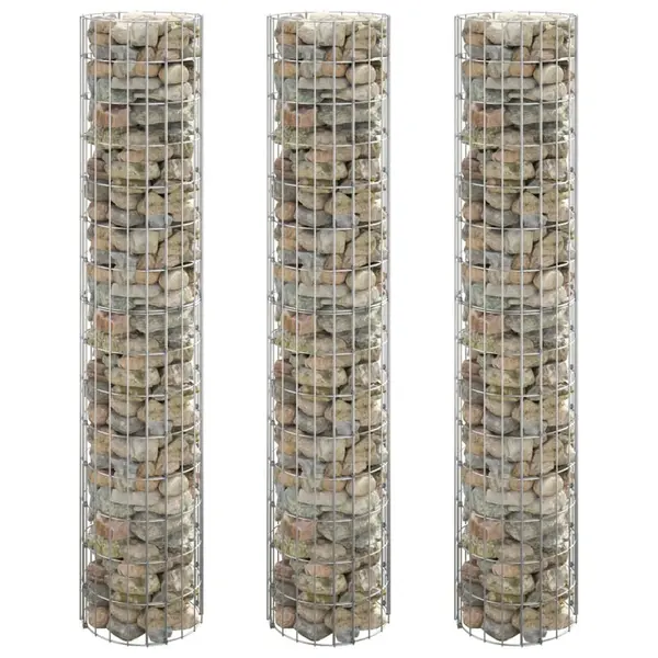 Gossi strat inaltat gabion 3 buc. Ø30x150 cm otel galvanizat circular