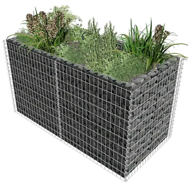 Gossi strat inaltat gabion, argintiu, 180 x 90 x 100 cm, otel