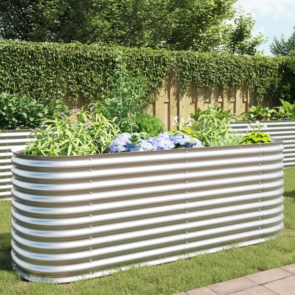 Gossi strat inaltat gradina argintiu 240x80x81 cm otel galvanizat