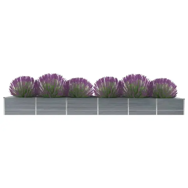 Gossi strat inaltat gradina, gri, 480x80x45 cm, otel galvanizat