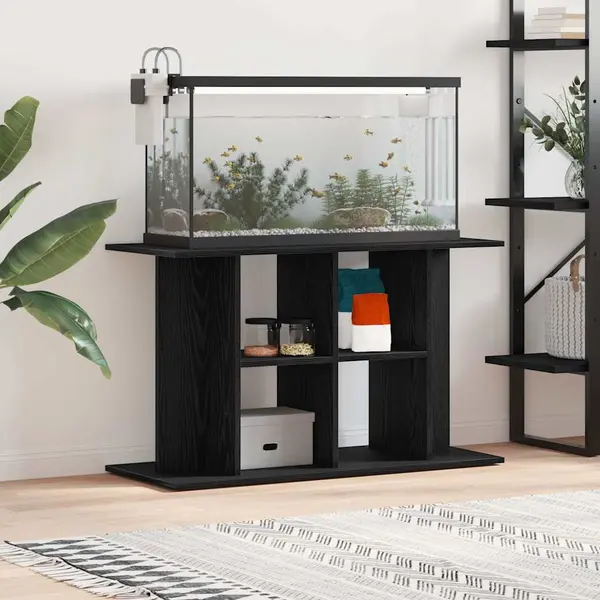 Gossi suport acvariu stejar negru 100x40x60 cm lemn prelucrat