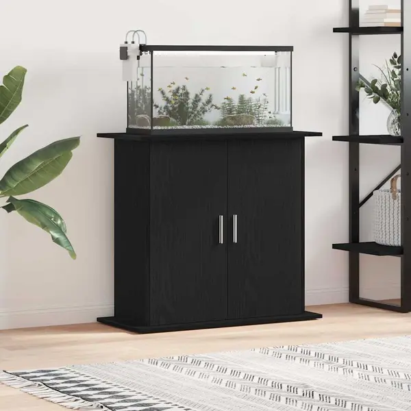 Gossi suport acvariu stejar negru 81x36x73 cm lemn prelucrat
