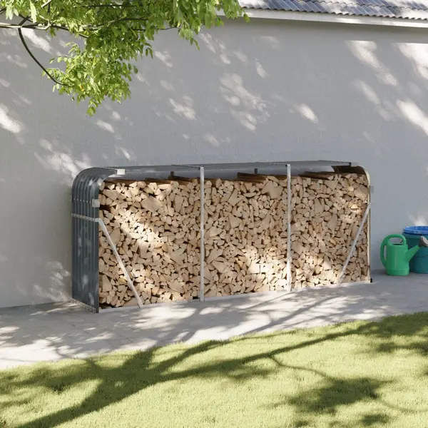 Gossi suport de busteni, antracit, 234x45x100 cm, otel galvanizat