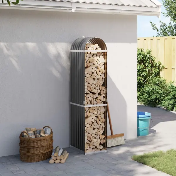 Gossi suport de busteni, antracit, 40x45x170 cm, otel galvanizat