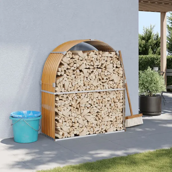 Gossi suport de busteni, maro deschis, 120x45x140 cm, otel galvanizat