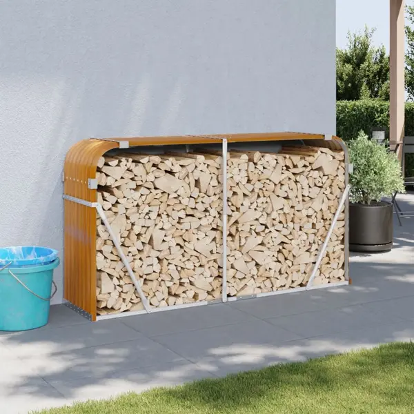 Gossi suport de busteni, maro deschis, 180x45x100 cm, otel galvanizat
