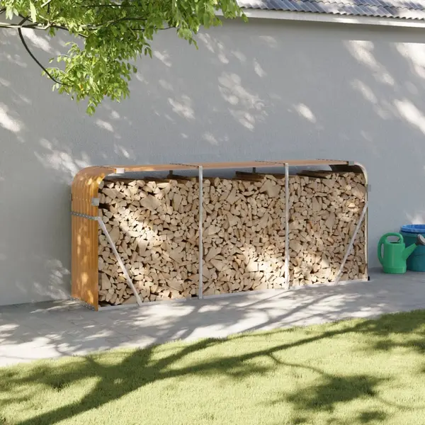Gossi suport de busteni, maro deschis, 234x45x100 cm, otel galvanizat