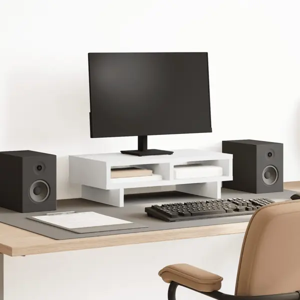 Gossi suport de monitor, alb, 50x27x15 cm, lemn compozit
