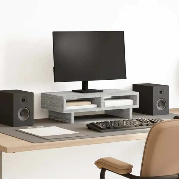 Gossi suport de monitor, gri sonoma, 50x27x15 cm, lemn prelucrat