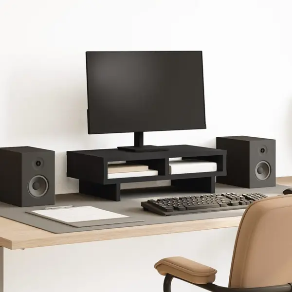 Gossi suport de monitor, negru, 50x27x15 cm, lemn prelucrat