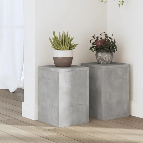 Gossi suport de plante, 2 buc., gri beton, 20x20x30 cm lemn prelucrat