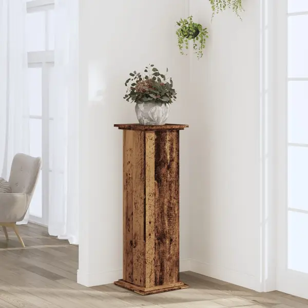 Gossi suport de plante, lemn vechi, 33x33x100 cm, lemn prelucrat