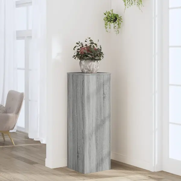 Gossi suport de plante, sonoma gri, 33x33x100 cm, lemn prelucrat