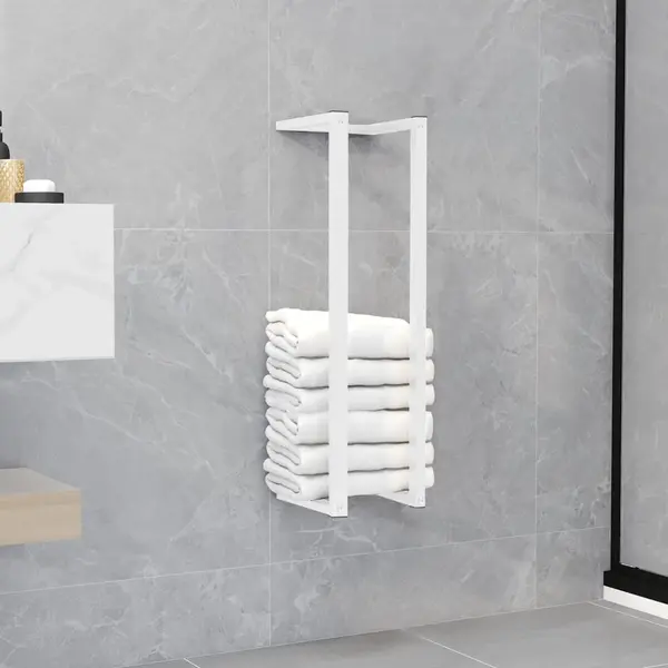 Gossi suport de prosoape, alb, 12,5x12,5x60 cm, otel