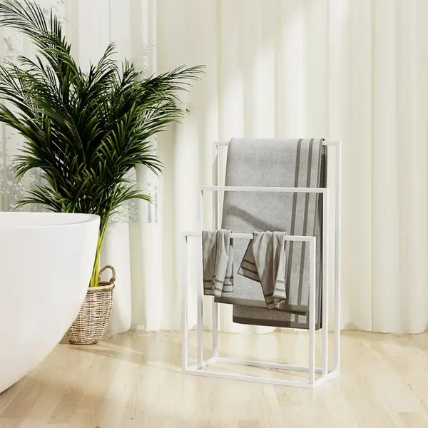 Gossi suport de prosoape autonom, alb, 48x24x79 cm, fier