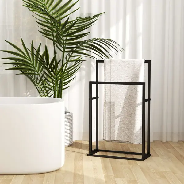 Gossi suport de prosoape autonom, negru, 48x24x78,5 cm, fier