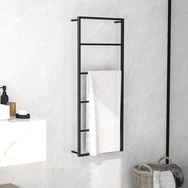 Gossi suport de prosoape, negru, 45x10x115 cm, otel