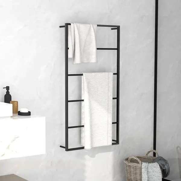 Gossi suport de prosoape, negru, 60x10x116 cm, otel