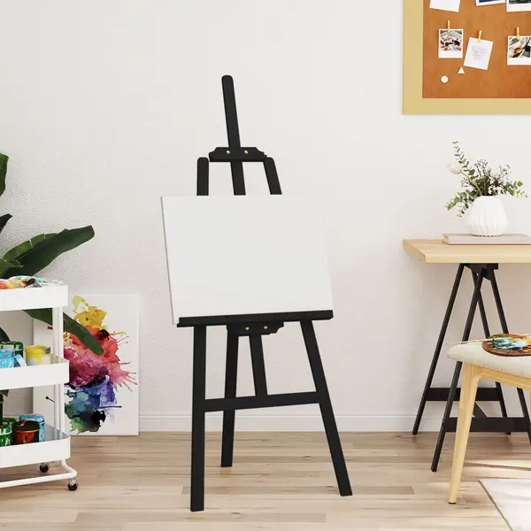 Gossi suport de sevalet, negru, 53,5x95x127 cm, lemn masiv de pin