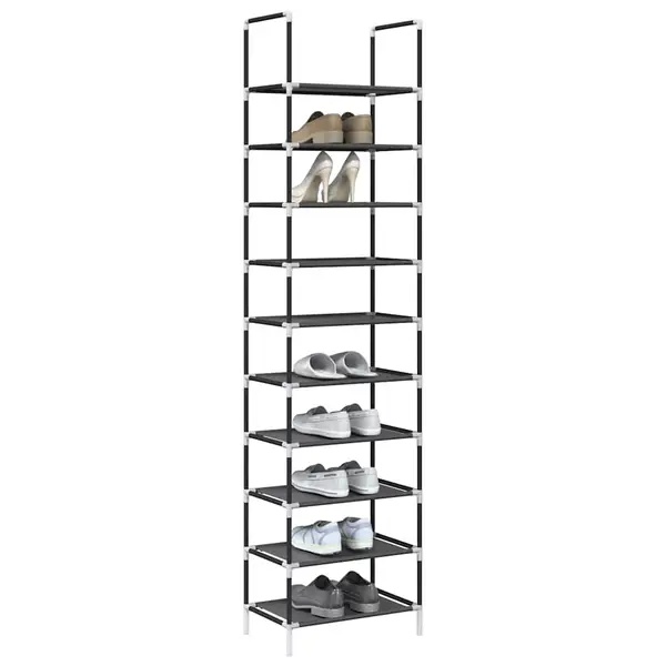 Gossi suport pantofi 10 niveluri negru 44x28x180 cm tesatura netesa