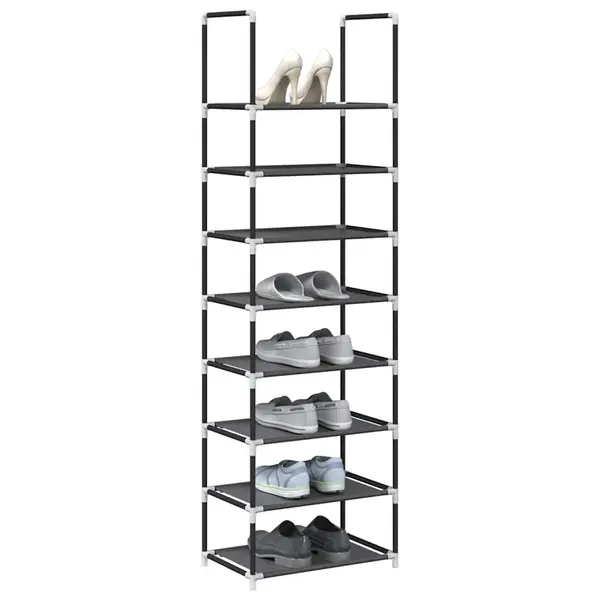 Gossi suport pantofi 8 niveluri, negru, 44x28x145 cm, tesatura netesa