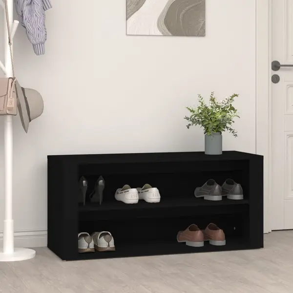 Gossi suport pantofi, negru, 100x35x45 cm, lemn prelucrat