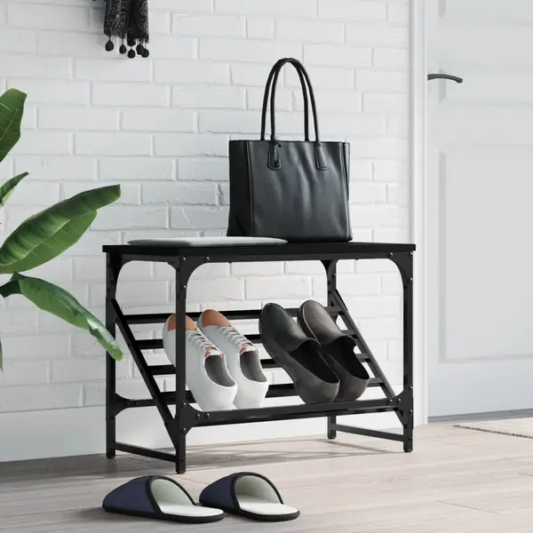 Gossi suport pantofi, negru, 60x30x45 cm, lemn prelucrat