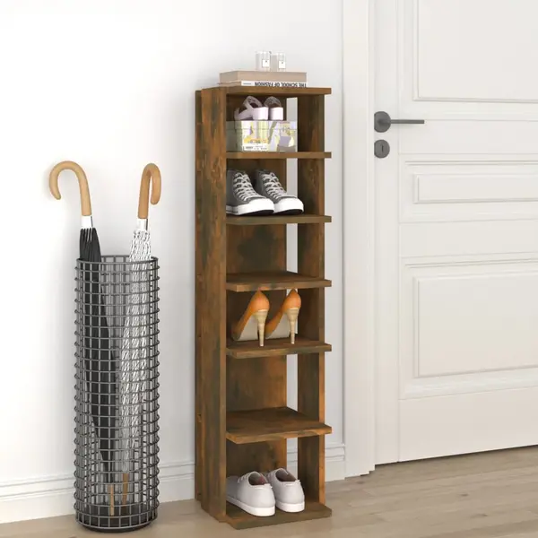 Gossi suport pantofi, stejar fumuriu, 27,5x27x102 cm, lemn prelucrat