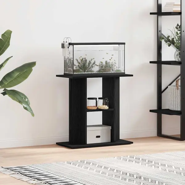 Gossi suport pentru acvariu stejar negru 60x30x60 cm lemn prelucrat