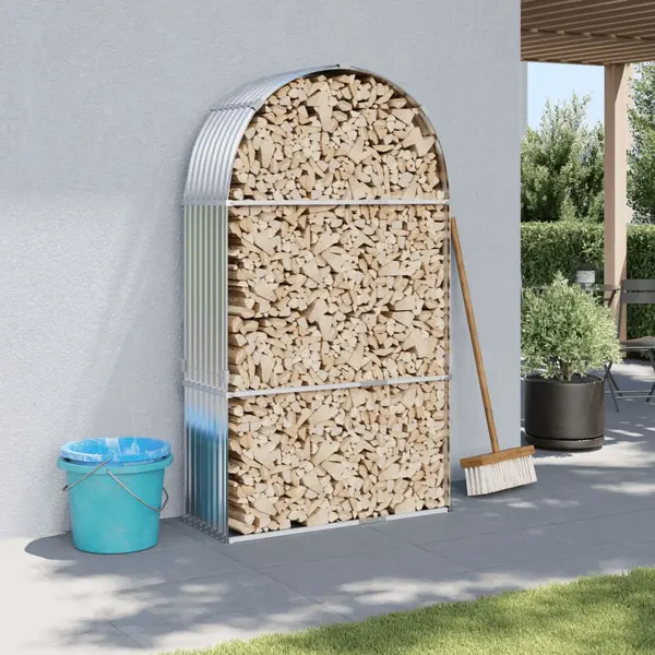 Gossi suport pentru busteni, argintiu, 120x45x210 cm, otel galvanizat