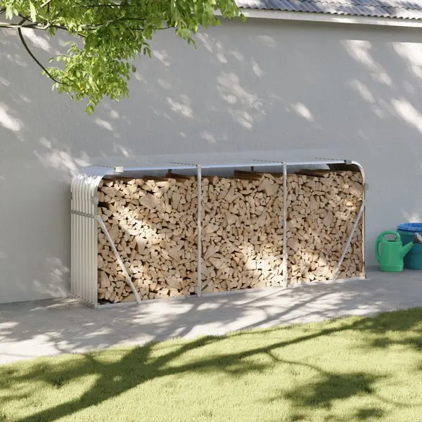 Gossi suport pentru busteni, argintiu, 234x45x100 cm, otel galvanizat