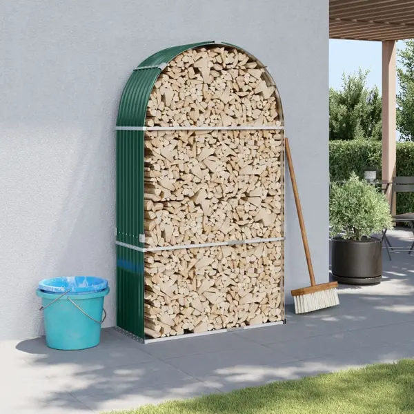 Gossi suport pentru busteni, verde, 120x45x210 cm, otel galvanizat