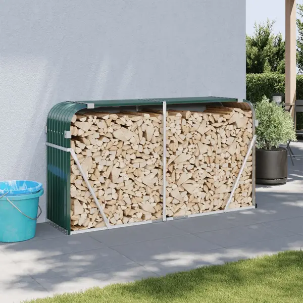 Gossi suport pentru busteni, verde, 180x45x100 cm, otel galvanizat