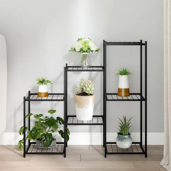 Gossi suport pentru flori, 83x25x80 cm, negru, fier