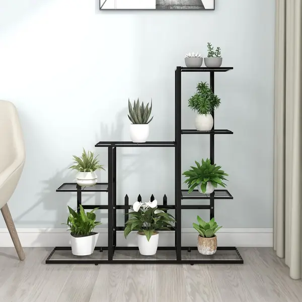 Gossi suport pentru flori, 94,5x25x88 cm, negru, metal