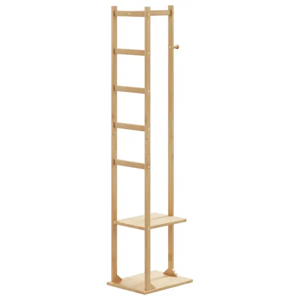 Gossi suport pentru haine cu carlige si rafturi 38,5x30x156 cm bambus