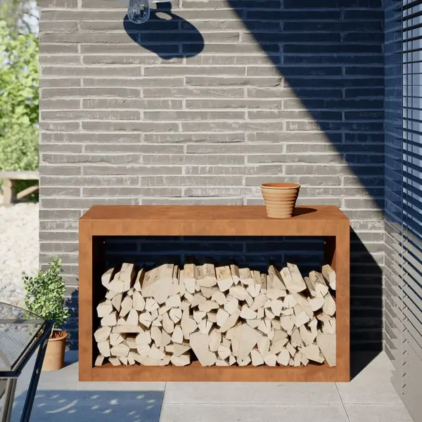 Gossi suport pentru lemne de foc, 100x40x60 cm, otel corten