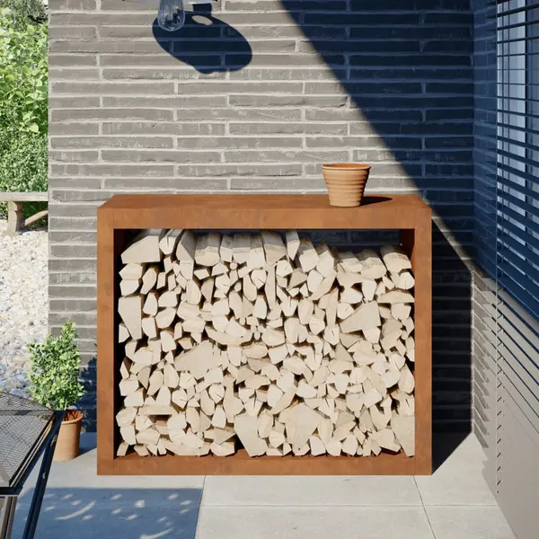 Gossi suport pentru lemne de foc, 100x40x80 cm, otel corten