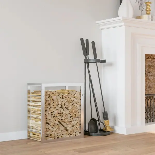 Gossi suport pentru lemne de foc, 80x28x86 cm, otel inoxidabil