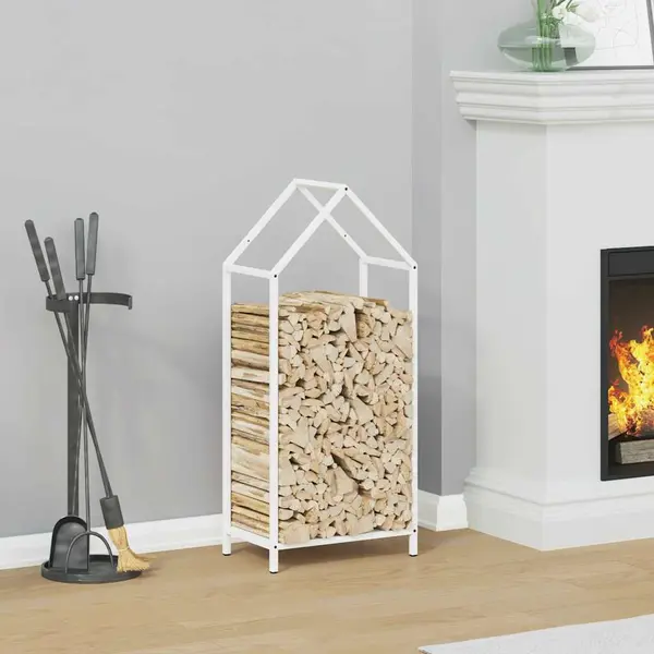 Gossi suport pentru lemne de foc alb 40x25x90 cm otel laminat la rece