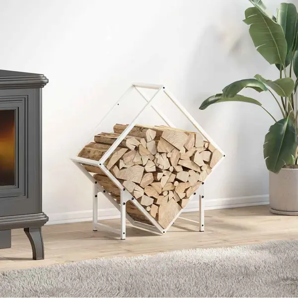 Gossi suport pentru lemne de foc alb 60x25x60 cm otel laminat la rece