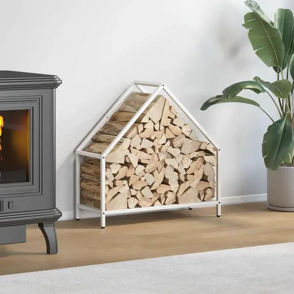 Gossi suport pentru lemne de foc alb 60x25x60 cm otel laminat la rece