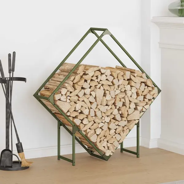 Gossi suport pentru lemne de foc verde masline otel laminat la rece