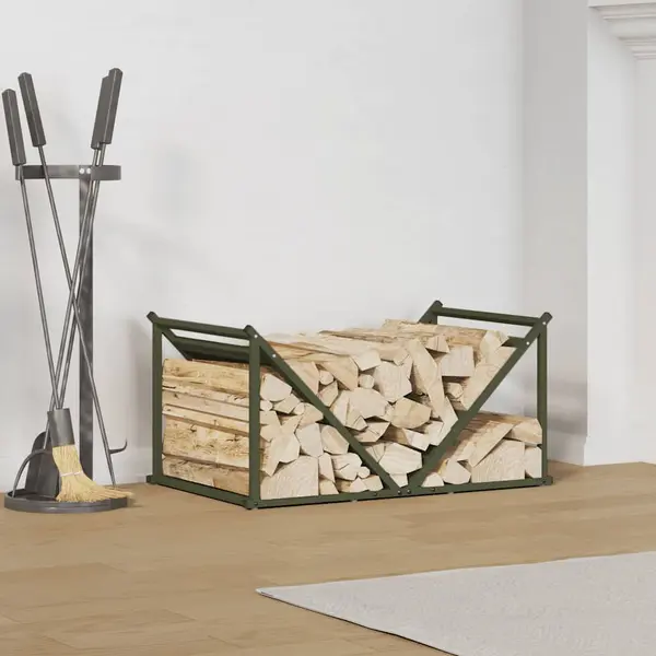 Gossi suport pentru lemne de foc verde masline otel laminat la rece