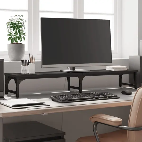 Gossi suport pentru monitor, negru, 105x23x15,5 cm, lemn compozit