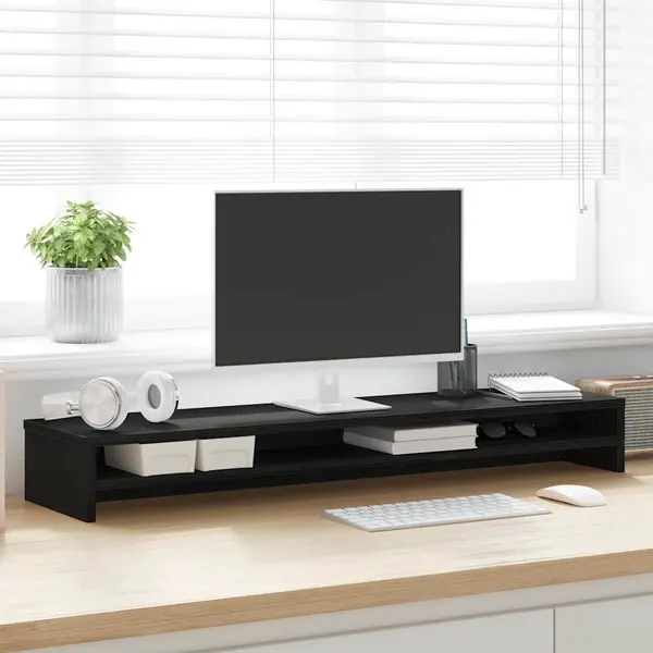 Gossi suport pentru monitor stejar negru 100x24x13 cm lemn prelucrat